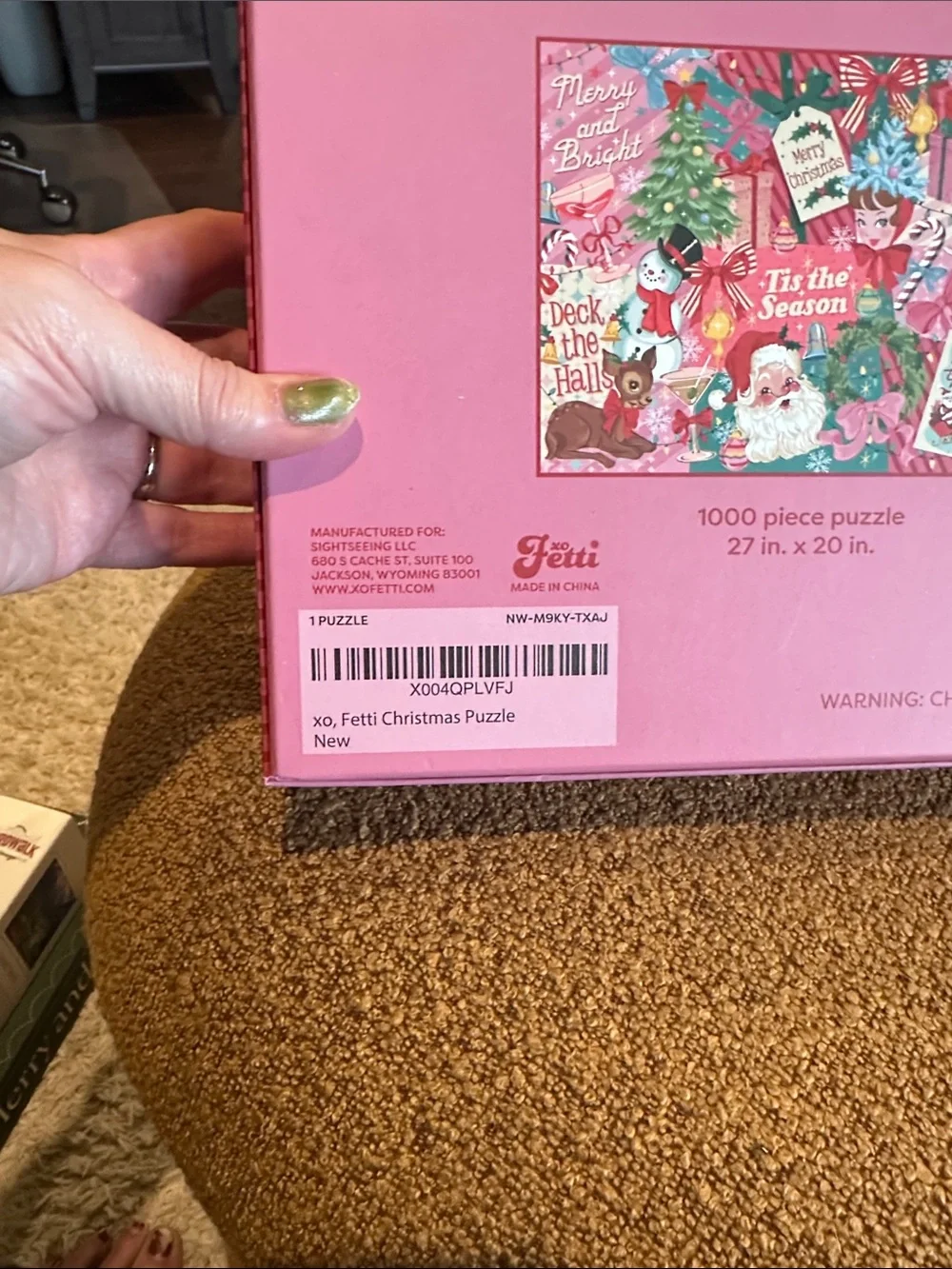 XO Fetti Holiday 'Tis the Season 1000-Piece Puzzle - Pink Christmas Art